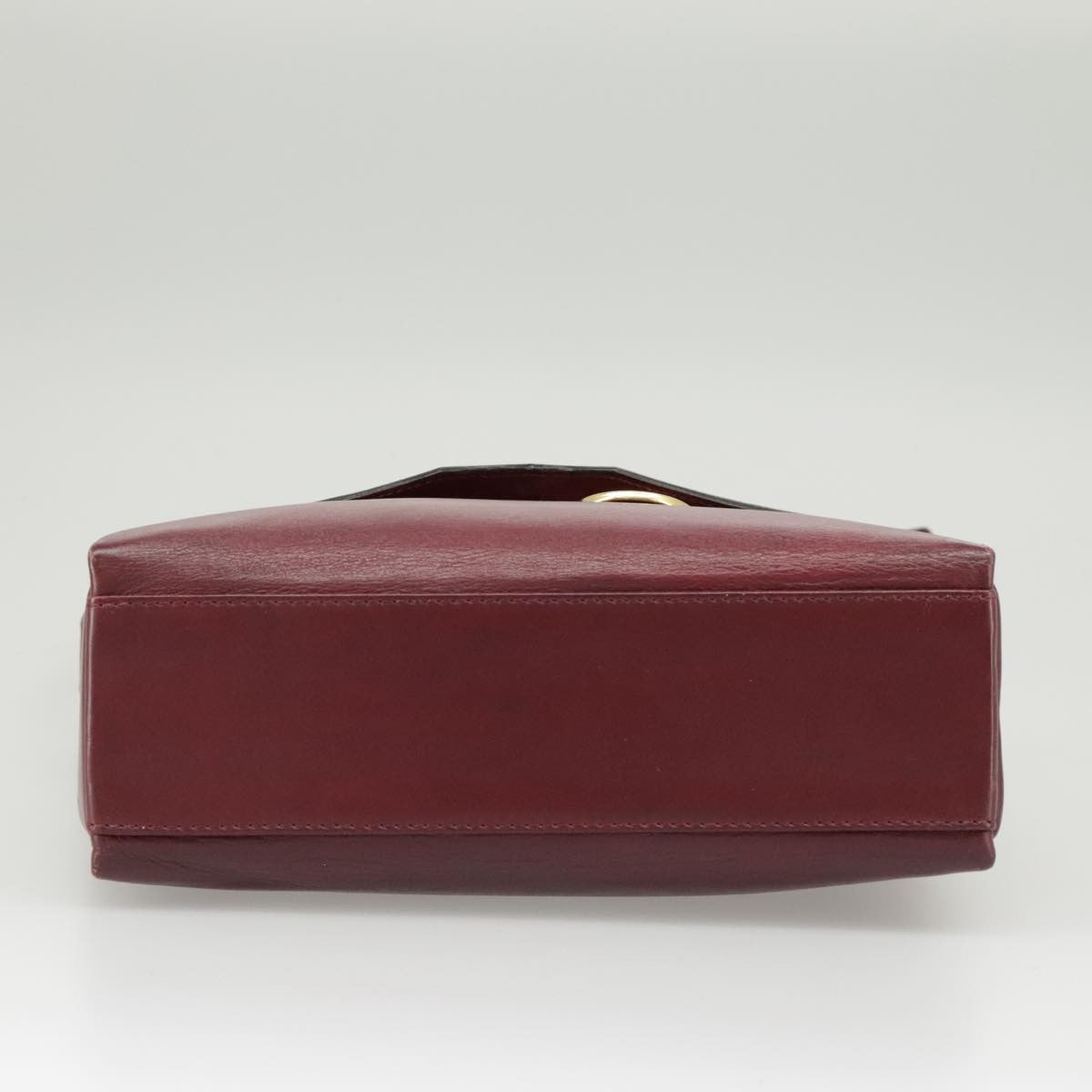 Celine Circle logo Leather, BURGUNDY, LEATHER, Shoulder bag