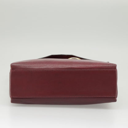 Celine Circle logo Leather, BURGUNDY, LEATHER, Shoulder bag