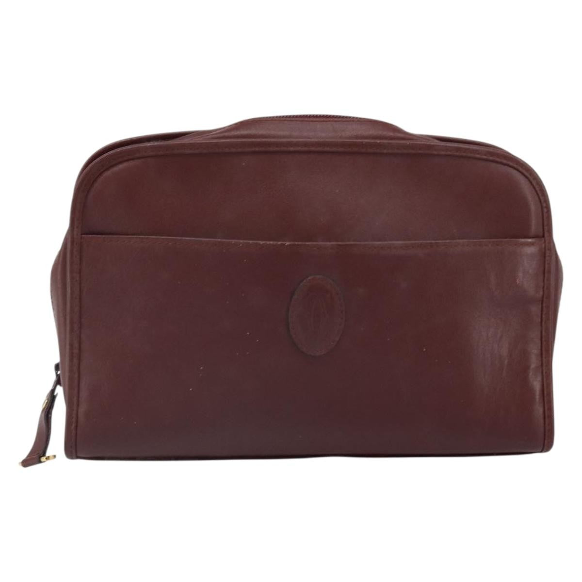 cartier Must de Cartier Clutch bag Leather, BURGUNDY, LEATHER, Clutche & pouche
