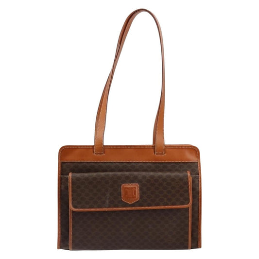 Celine Vintage Macadam Tote bag Canvas and Leather, BROWN, CANVAS, Tote bag
