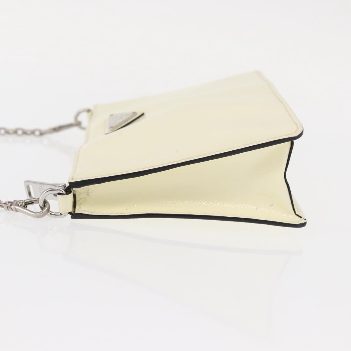 Prada Chain Crossbody Bag Vernice Saffiano Leather, WHITE, LEATHER, Shoulder bag