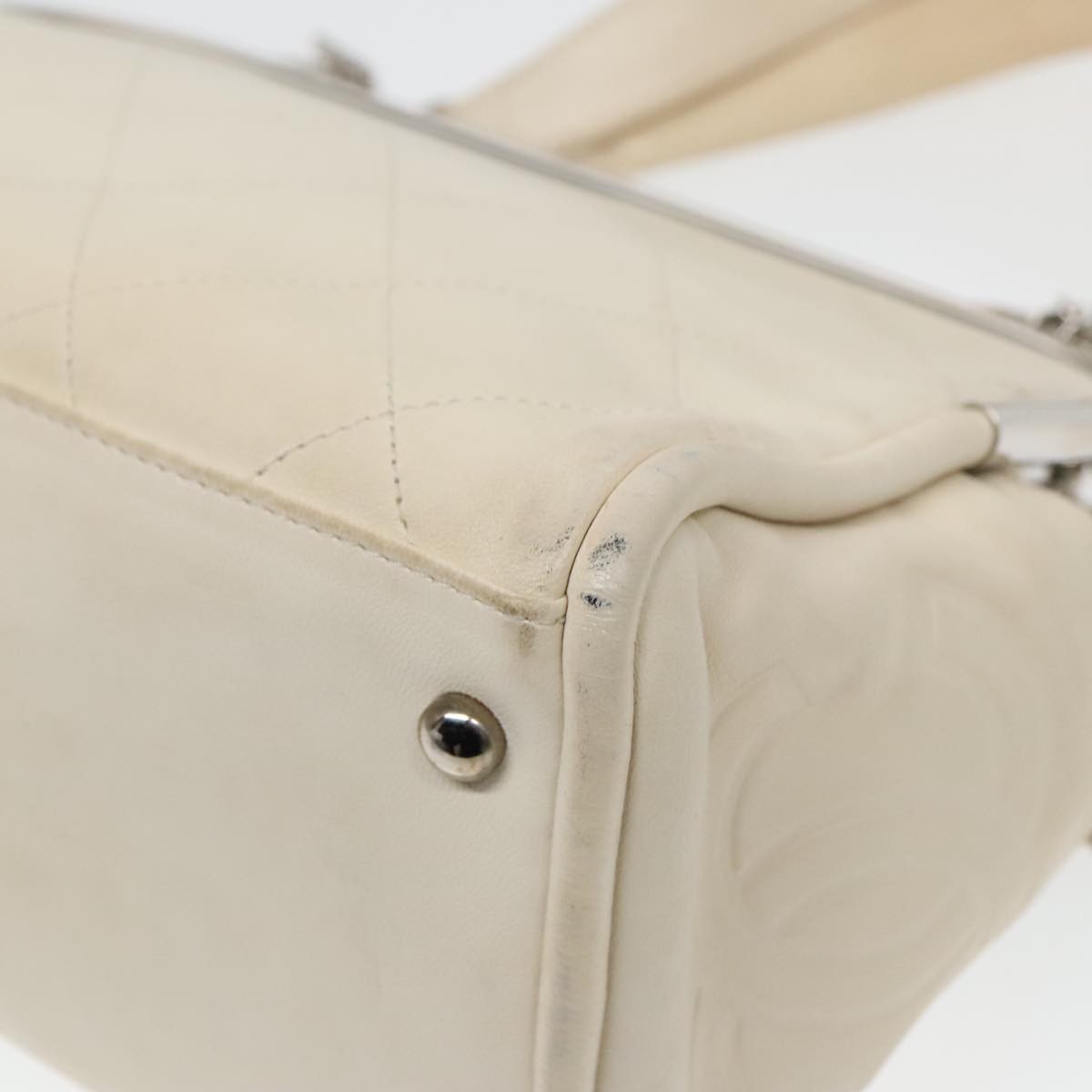 Chanel Ultimate Soft Frame Bag Quilted Calfskin, WHITE, LEATHER, Handbag