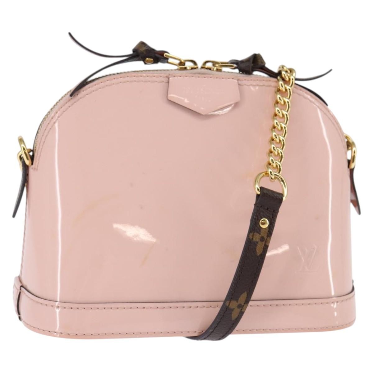 Louis Vuitton Alma Chain Handbag Vernis with Monogram Canvas, PINK, PATENT_LEATHER, Shoulder bag