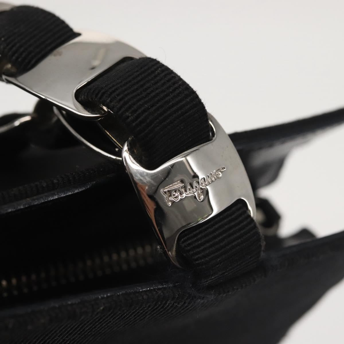 Salvatore Ferragamo Vala Handbag Canvas, BLACK, CANVAS, Handbag