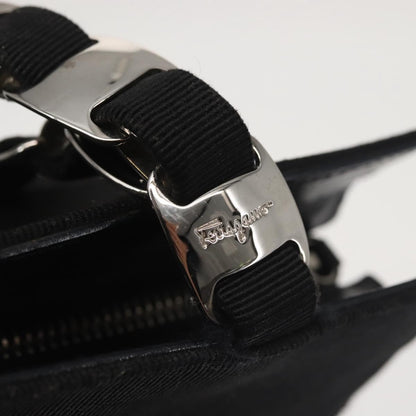 Salvatore Ferragamo Vala Handbag Canvas, BLACK, CANVAS, Handbag