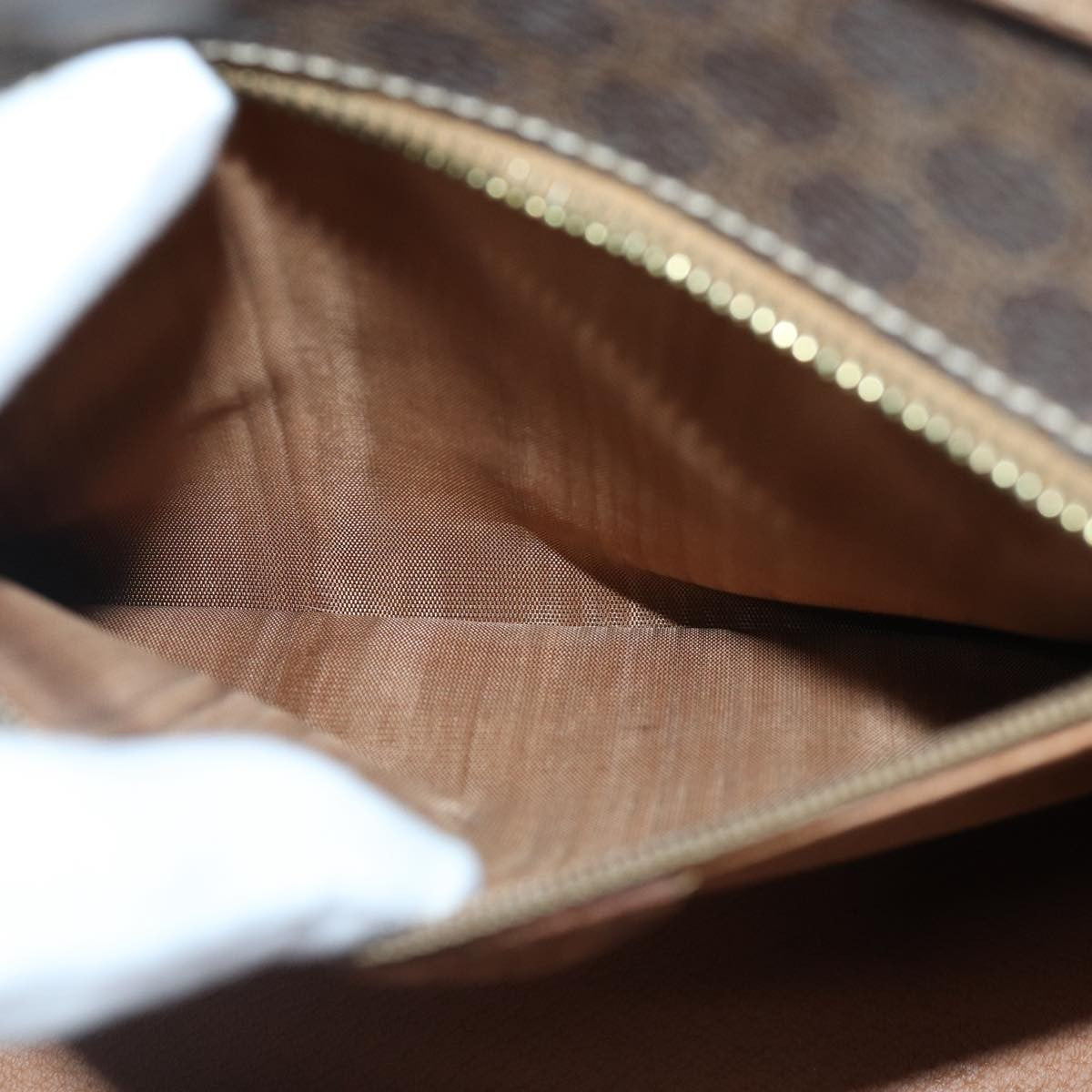 Celine Vintage Macadam Handbag Canvas and Leather, Brown, Canvas, Handbag