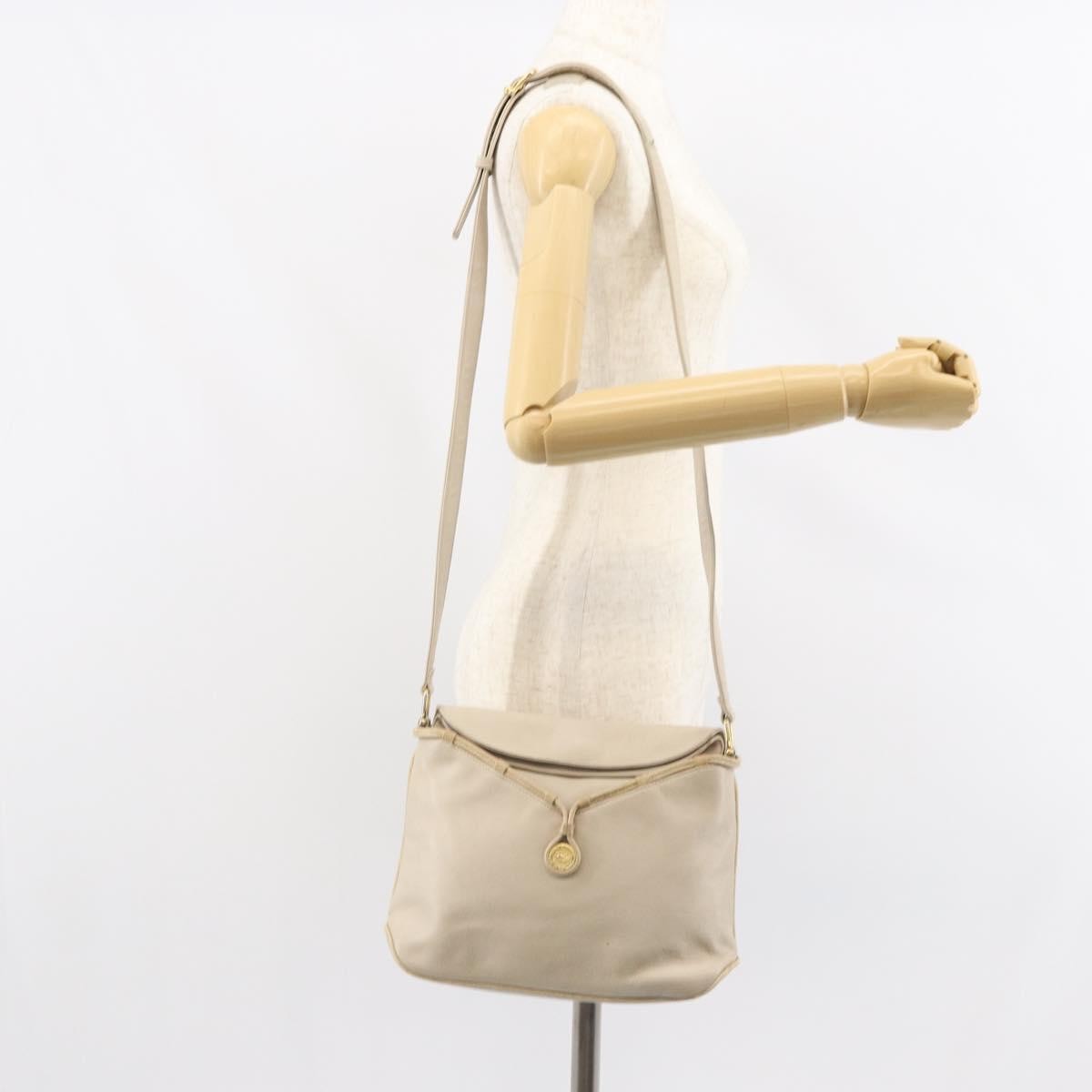 Celine Vintage Shoulder Bag Leather, BEIGE, LEATHER, Shoulder bag