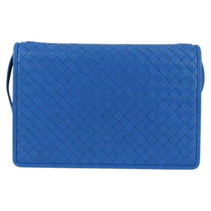 Bottega Veneta Vintage Double Compartment Flap Bag Intrecciato Nappa, BLUE, LEATHER, Shoulder bag
