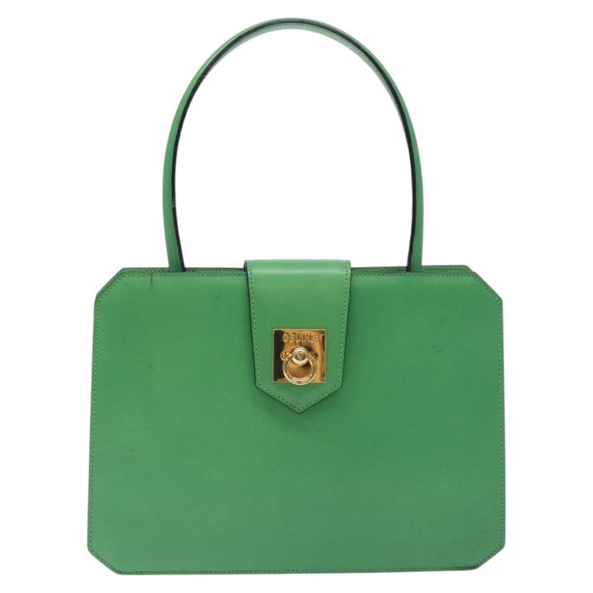 Celine Handbag Leather, GREEN, LEATHER, Handbag