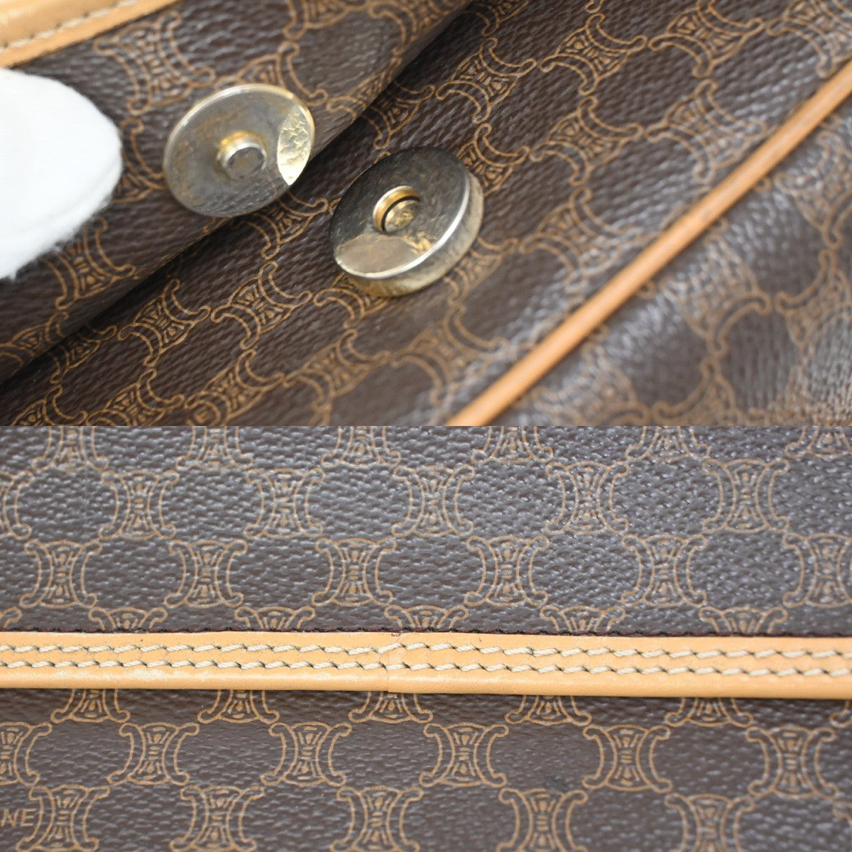 Celine Macadam Shoulder Bag PVC Leather, BROWN, PVC, Shoulder bag