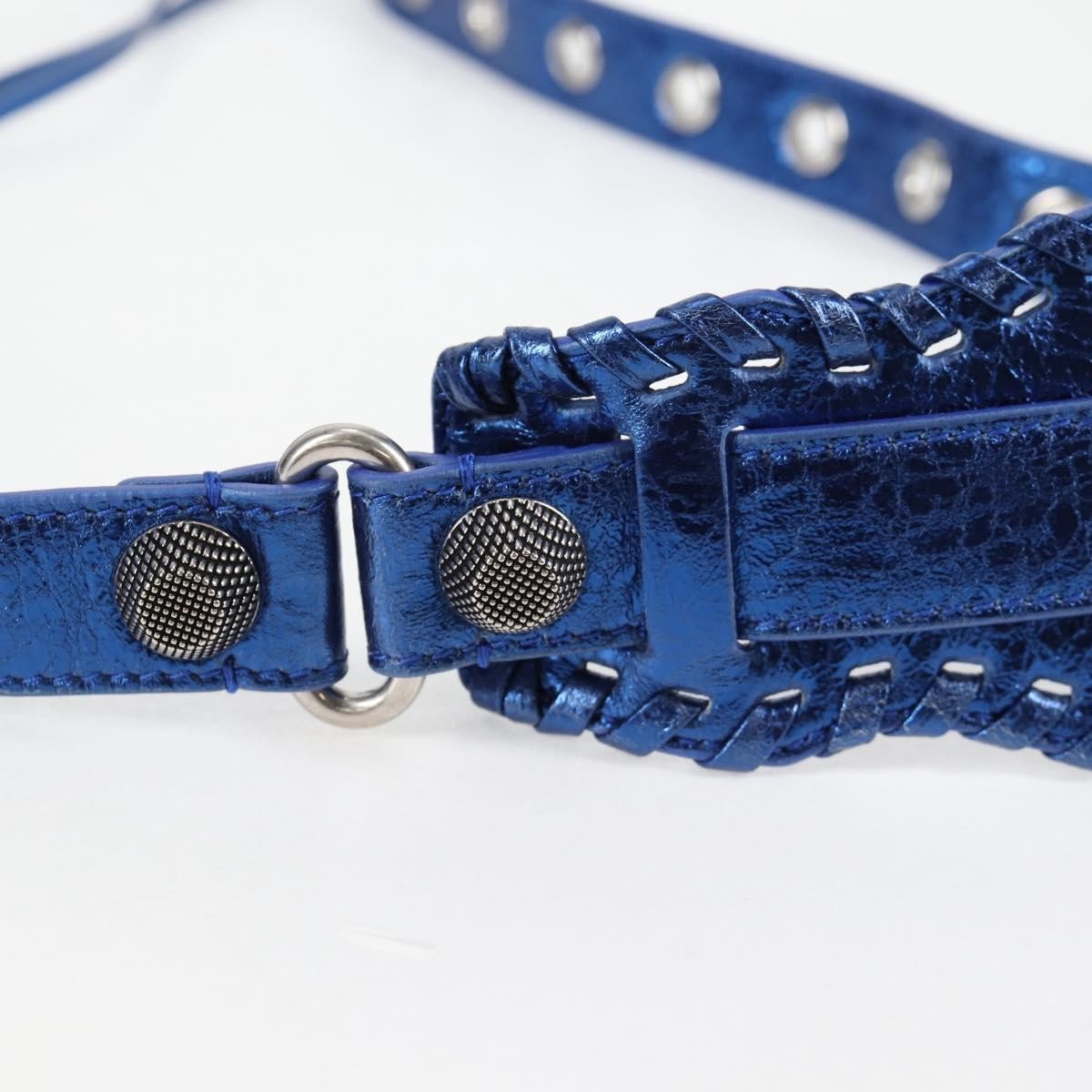 Balenciaga Le Cagole Giant Studs Shoulder Bag Leather, BLUE, LEATHER, Shoulder bag