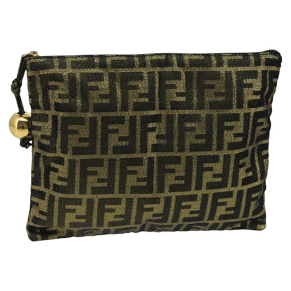 Fendi Vintage Zip Pouch Zucca Canvas, KHAKI, CANVAS, Clutche & pouche