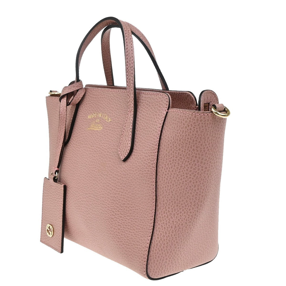Gucci Swing Crossbody Bag Pebbled Leather, Pink, Leather, Handbag