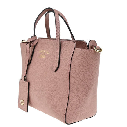 Gucci Swing Crossbody Bag Pebbled Leather, Pink, Leather, Handbag