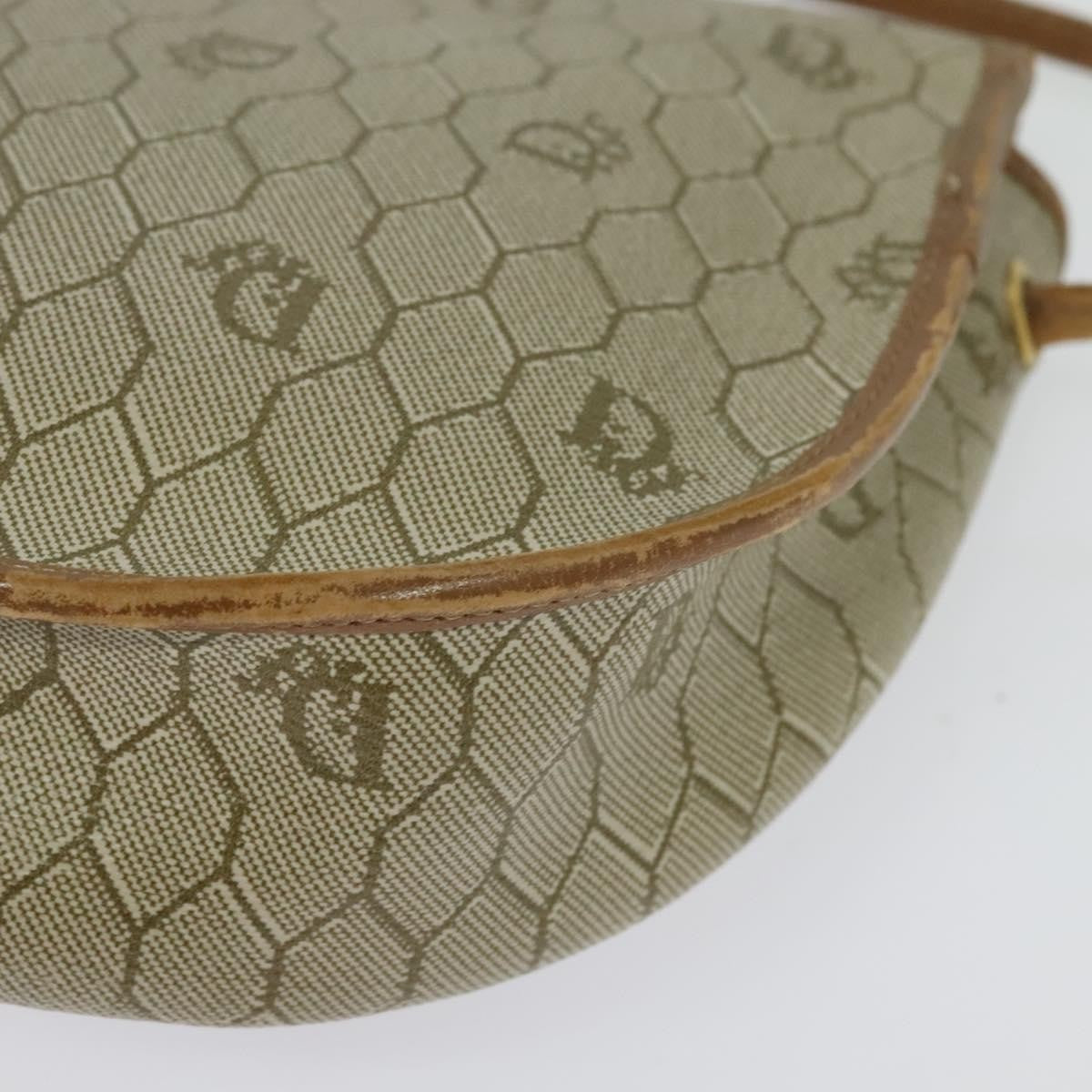 Christian Dior Vintage Honeycomb Flap Crossbody Bag Canvas and Leather, BEIGE, CANVAS, Crossbody bag