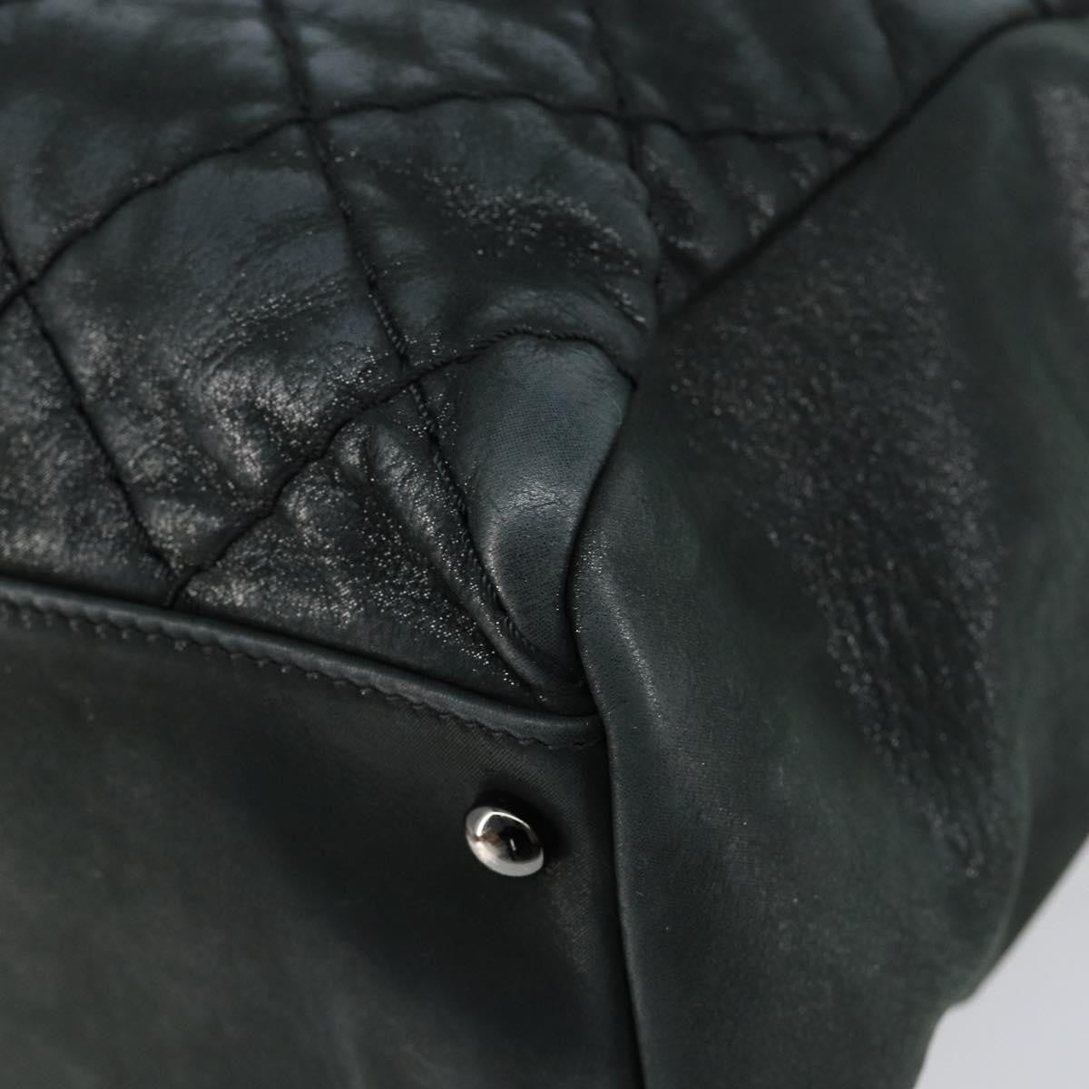 Chanel CC Charm Tote Quilted Iridescent Calfskin, GREEN, LEATHER, Tote bag