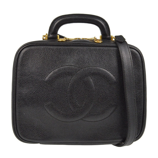 Chanel Vintage Timeless Zip Around Vanity Case Caviar, BLACK, LEATHER, Handbag