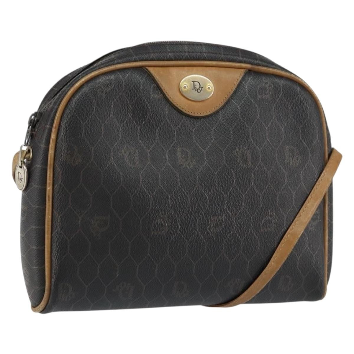 Christian Dior Vintage Honeycomb Shoulder Bag Canvas, BLACK, PVC, Shoulder bag