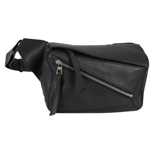 Loewe Puzzle Bumbag Leather, BLACK, LEATHER, Travel bag