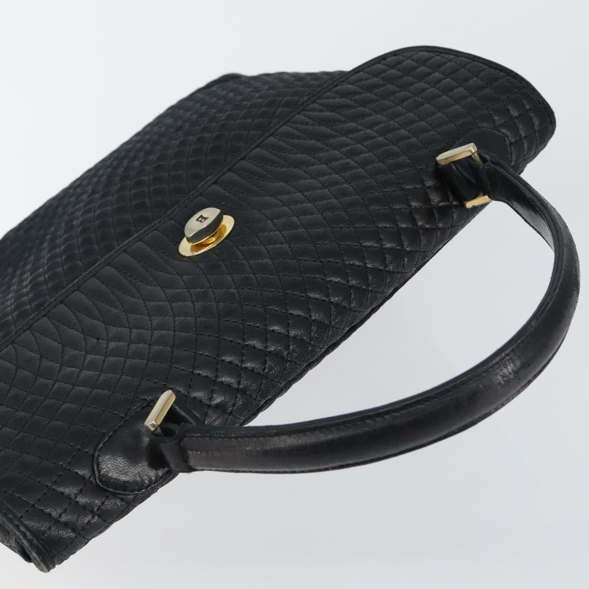 Bally Vintage Handbag Quilted Leather, BLACK, LEATHER, Handbag