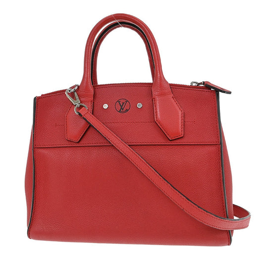 Louis Vuitton City Steamer Handbag Leather, Red, Leather, Tote Bag