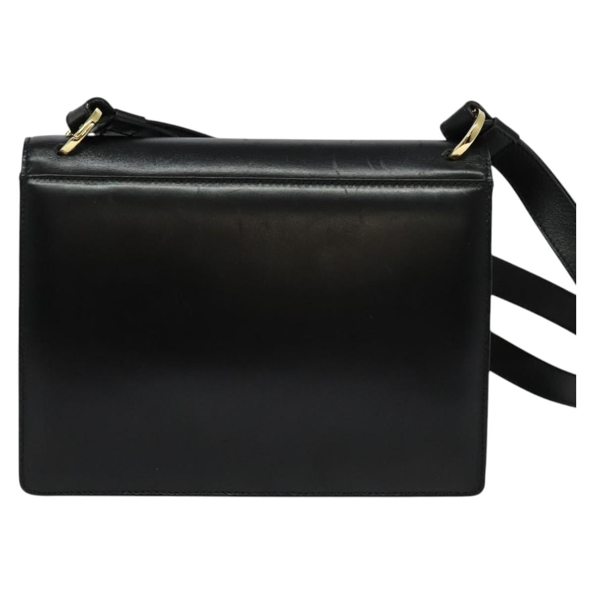 Salvatore Ferragamo Gancini Shoulder Bag Leather, BLACK, LEATHER, Shoulder bag