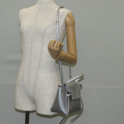 Celine Belt Bag Textured Leather, SILVER, LEATHER, Shoulder bag