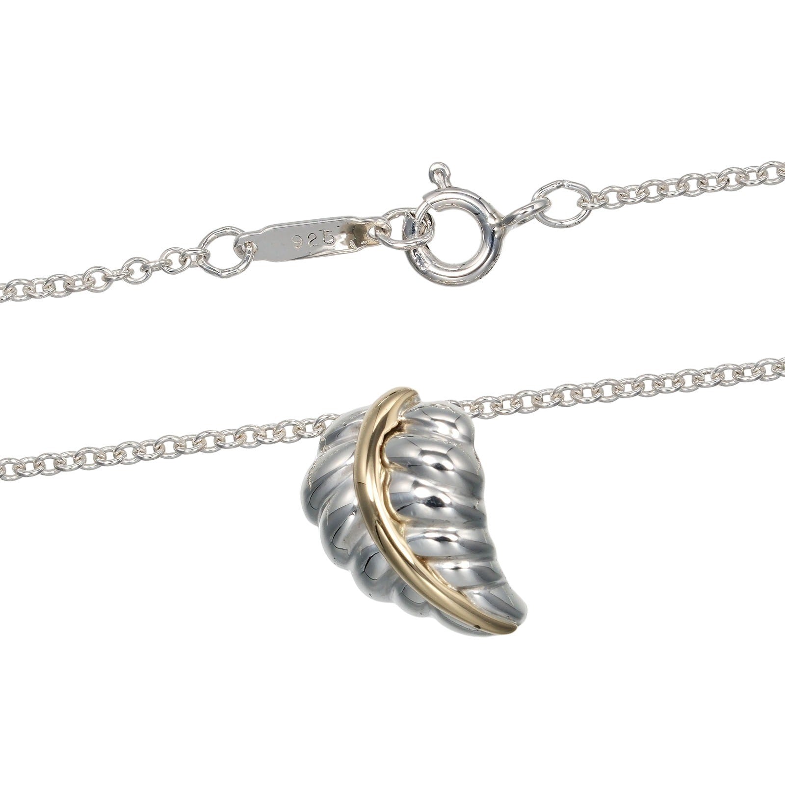 Tiffany & Co. Leaf Pendant Necklace Silver 925 and K18 Yellow Gold, SILVER, SILVER, Necklace