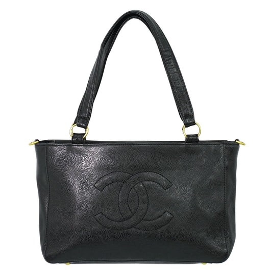 Chanel Vintage Timeless Convertible Tote Caviar, BLACK, LEATHER, Tote bag