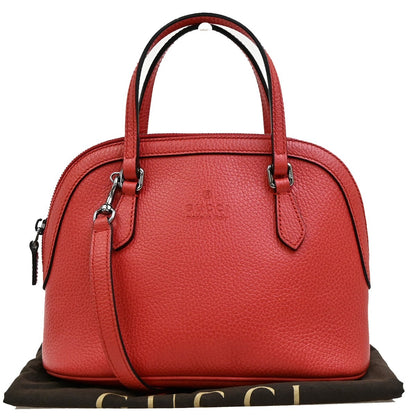 Gucci Web Convertible Dome Satchel Leather, RED, LEATHER, Handbag