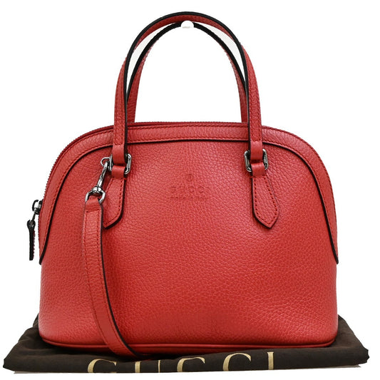 Gucci Web Convertible Dome Satchel Leather, RED, LEATHER, Handbag