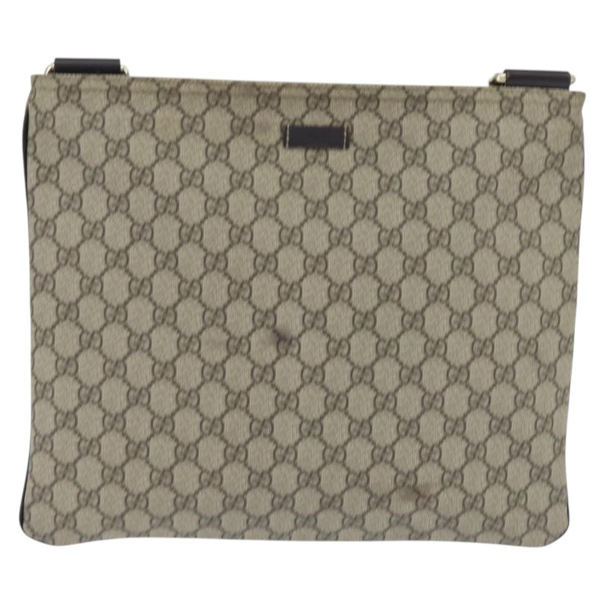 Gucci Zip Top Messenger Bag GG Coated Canvas, BEIGE, CANVAS, Shoulder bag