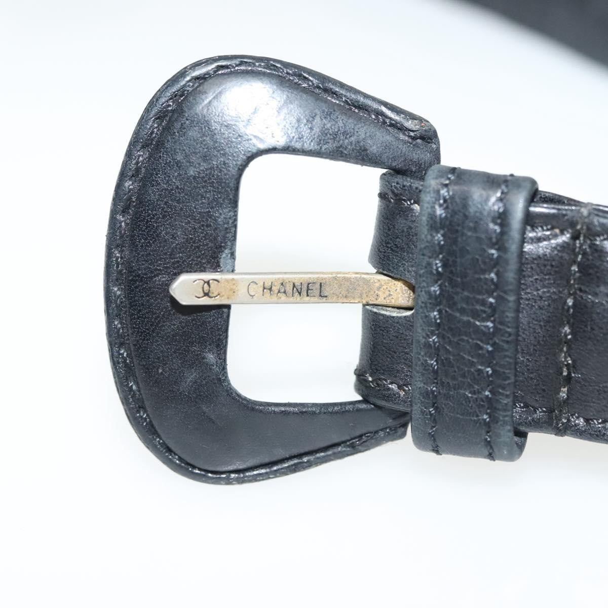 Chanel Vintage Buckle Chain Belt Leather and Metal, BLACK, LEATHER, Belts