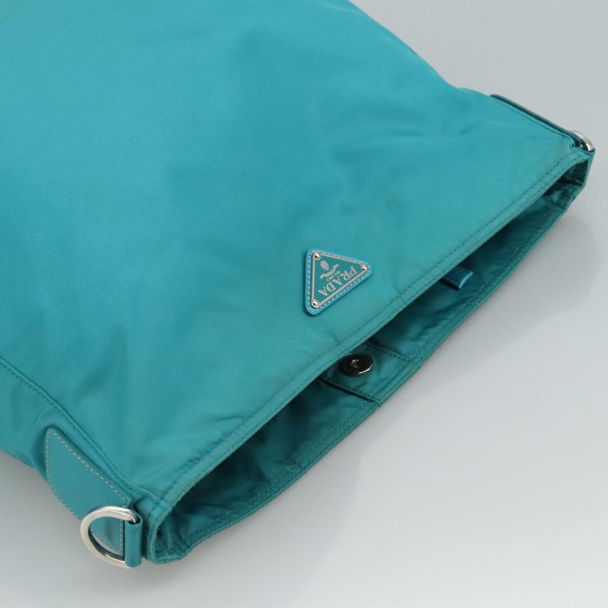 Prada Zip Top Messenger Bag Tessuto, TURQUOISE, NYLON, Shoulder bag
