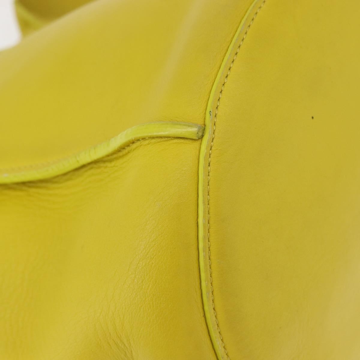 Celine Long Strap Big Bag Bucket Leather, YELLOW, LEATHER, Shoulder bag