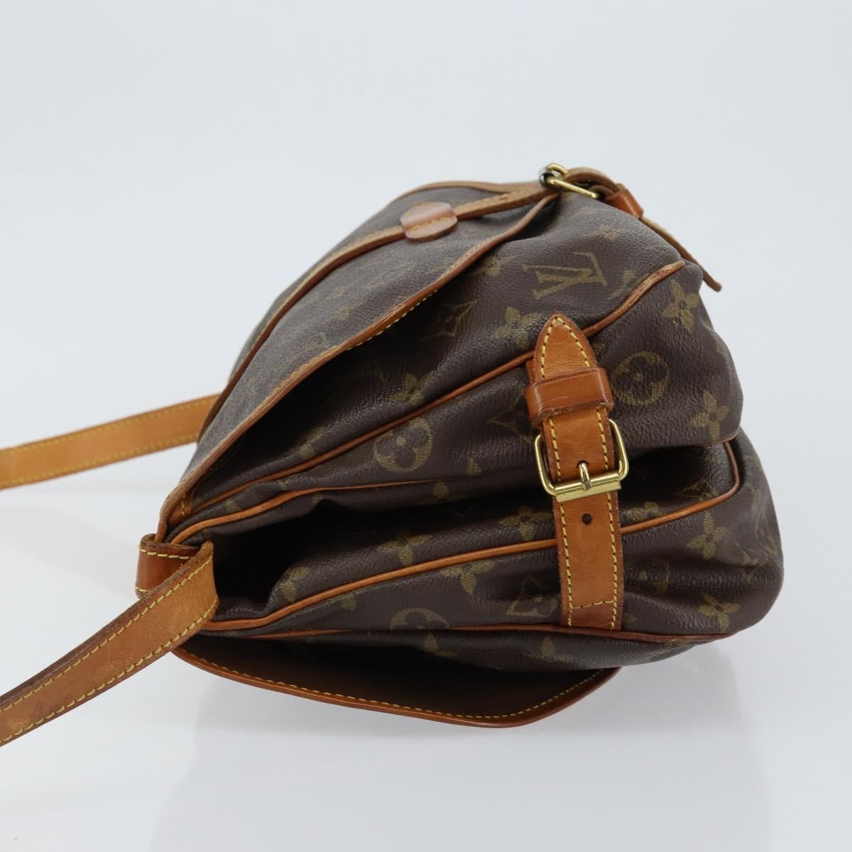 Louis Vuitton Saumur Handbag Monogram Canvas, BROWN, CANVAS, Shoulder bag