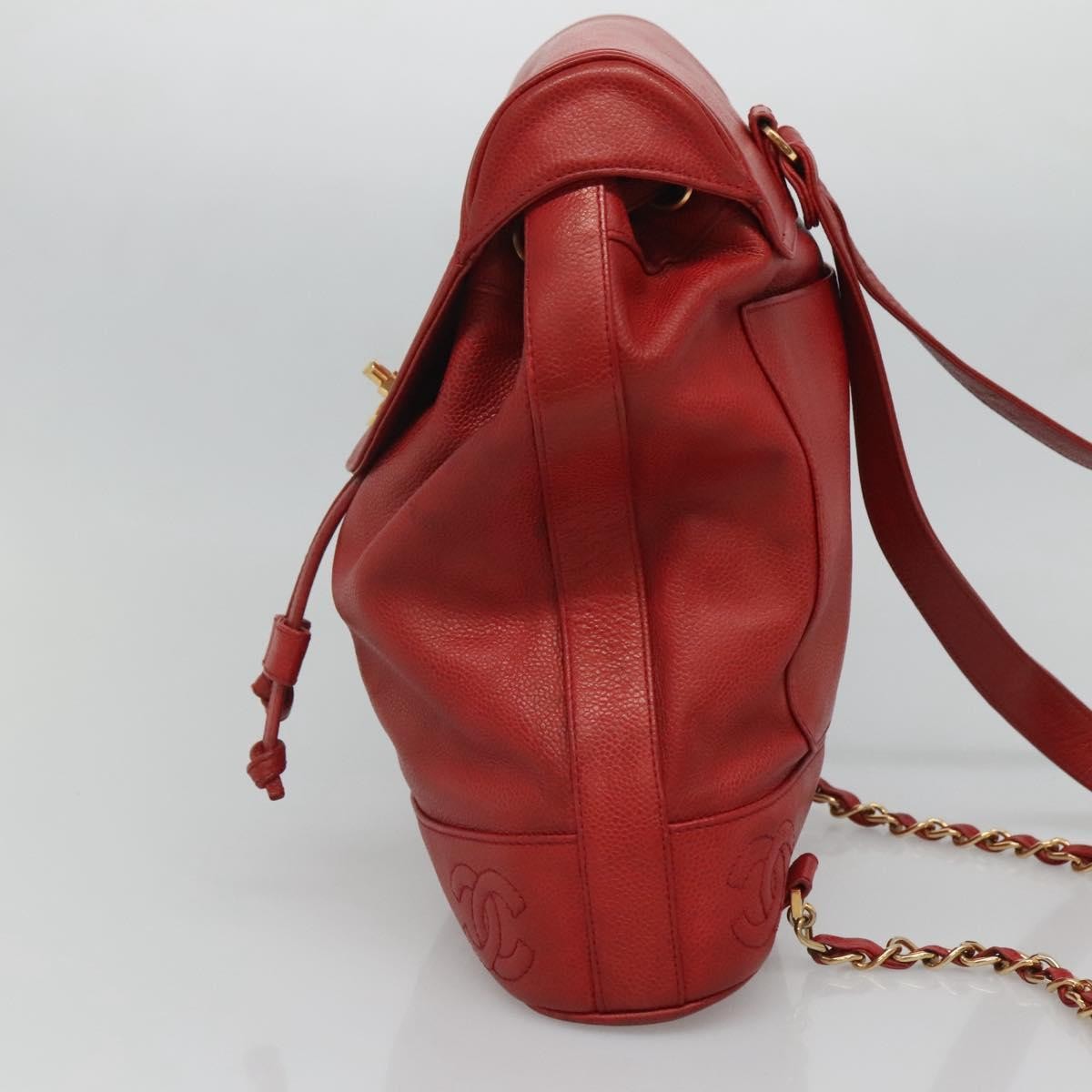 Chanel Vintage Backpack Caviar, RED, LEATHER, Backpack