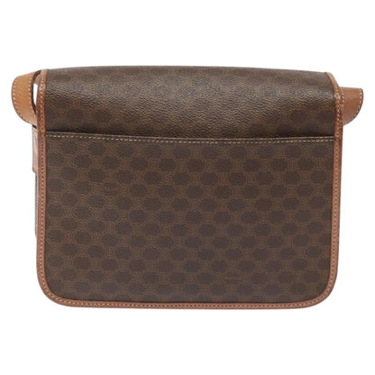 Celine Vintage Macadam Circle Logo Shoulder Bag Canvas and Leather, Brown, Canvas, Shoulder Bag