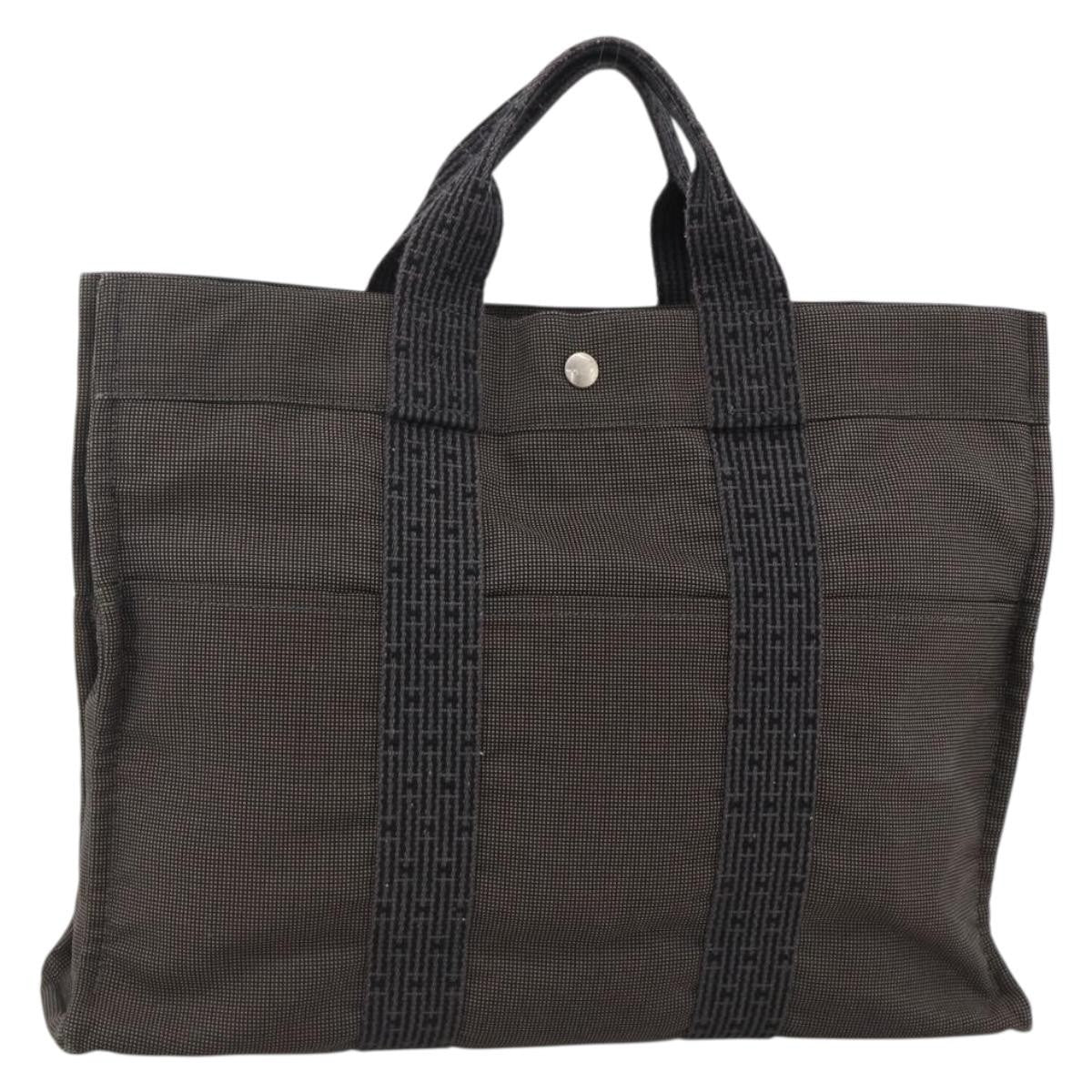 Hermes Fourre-tout Herline Canvas, Gray, Canvas, Tote Bag