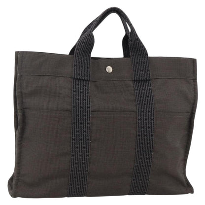 Hermes Fourre-tout Herline Canvas, Gray, Canvas, Tote Bag