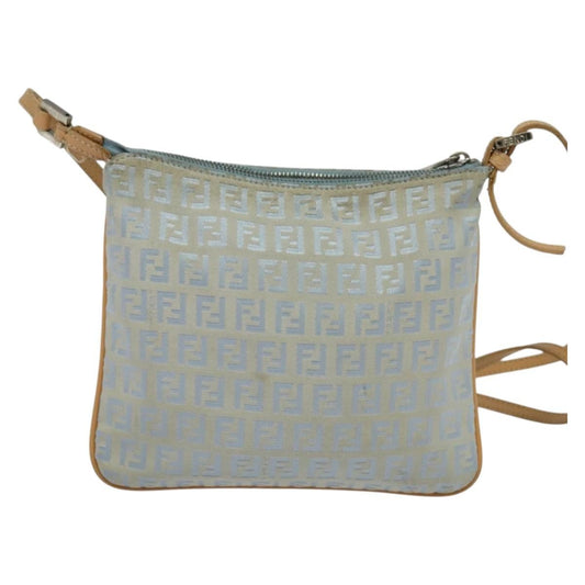 Fendi Vintage Flat Crossbody Bag Zucchino Canvas, BLUE, CANVAS, Shoulder bag