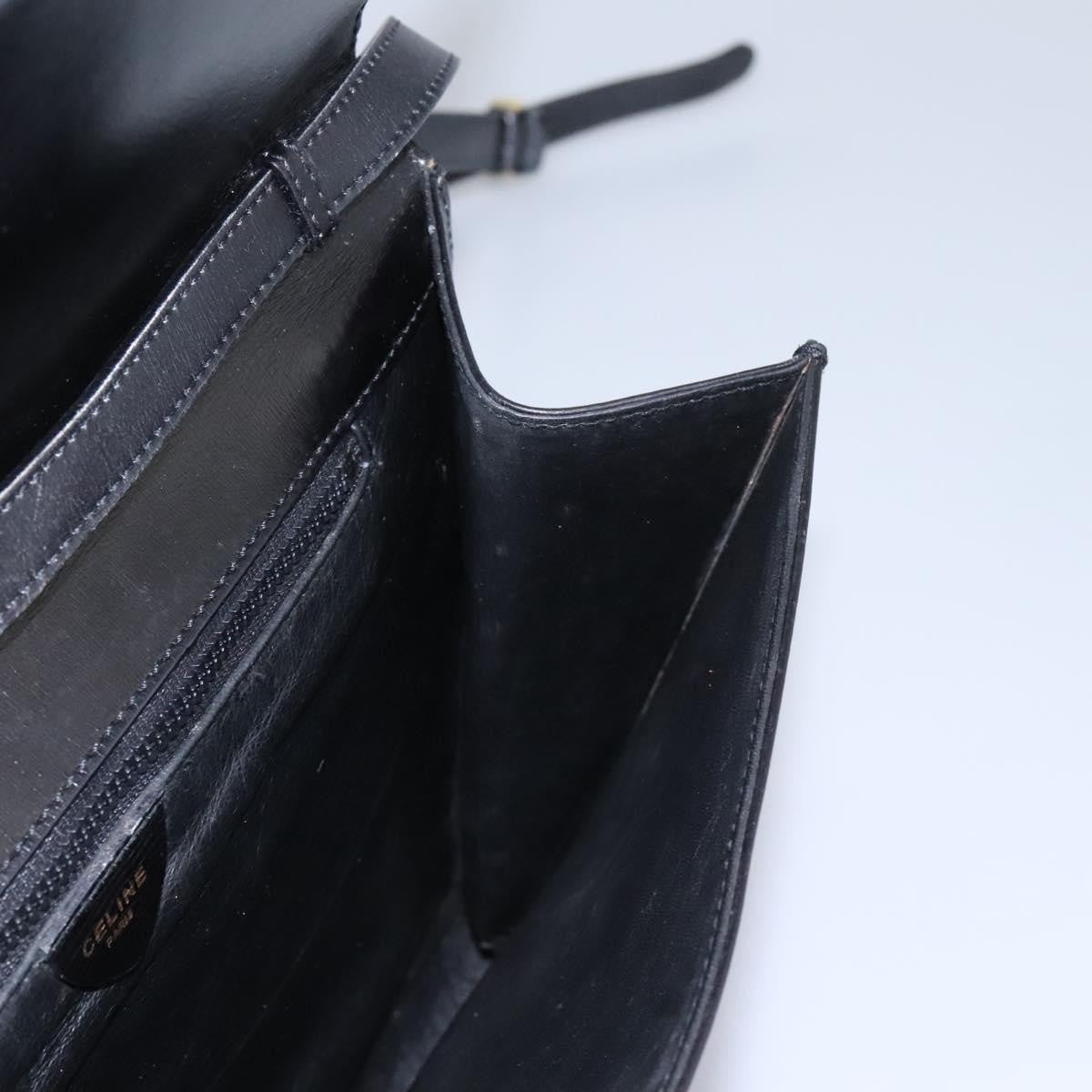 Celine Vintage Circle Logo Crossbody Bag Leather, BLACK, LEATHER, Crossbody bag