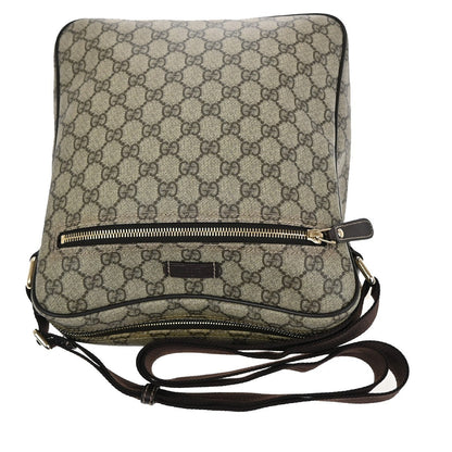 Gucci Front Zip Messenger GG Coated Canvas, BROWN, CANVAS, Shoulder bag