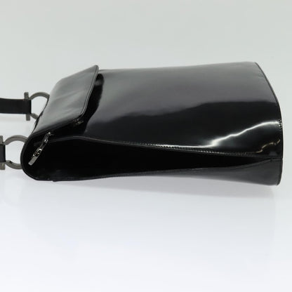 Salvatore Ferragamo Gancini Shoulder Bag Patent Leather, BLACK, PATENT_LEATHER, Shoulder bag