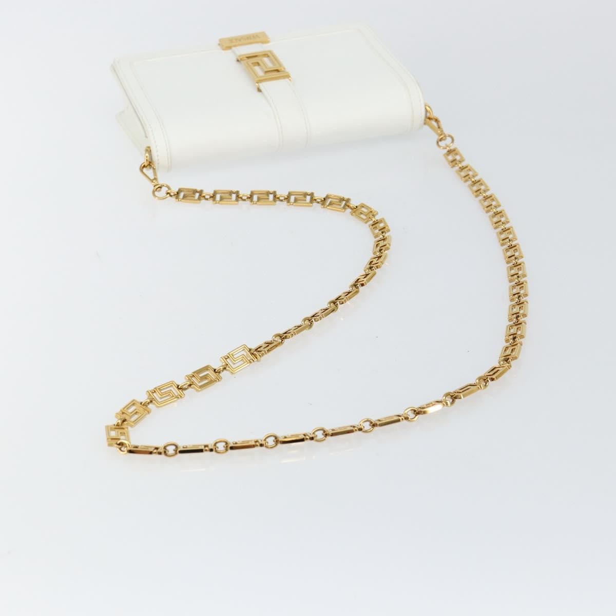 Versace Greca Goddess Wallet on Chain Leather, WHITE, LEATHER, Wallets