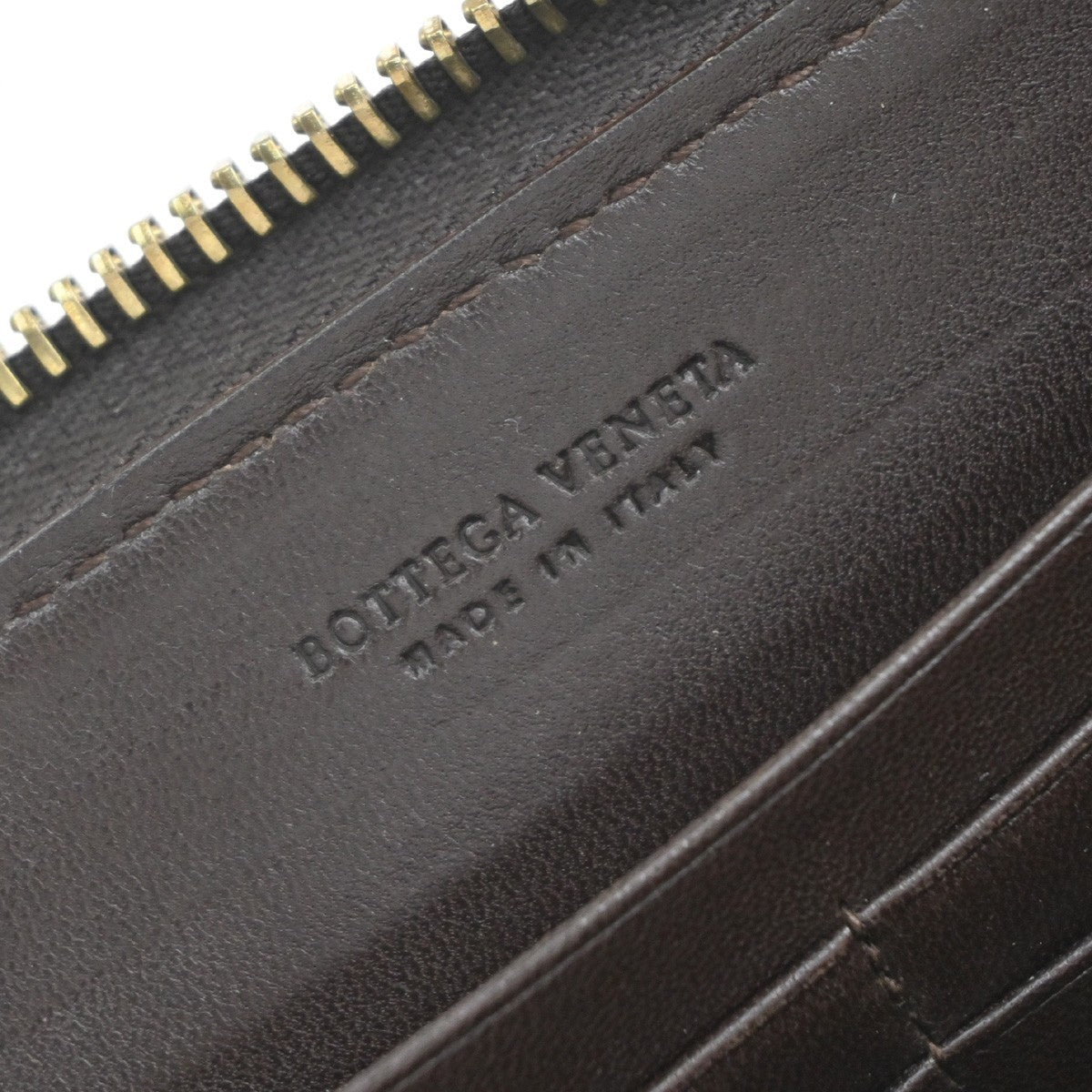 Bottega Veneta Intrecciato Long Zip  Wallet Leather, Brown, Leather, Wallet