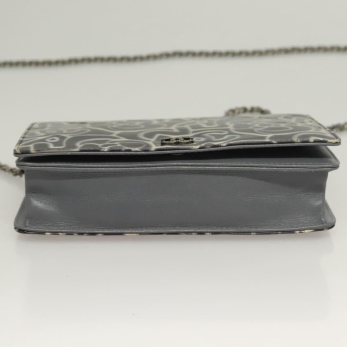 Chanel Wallet on Chain Camellia Patent, GRAY, PATENT_LEATHER, Shoulder bag