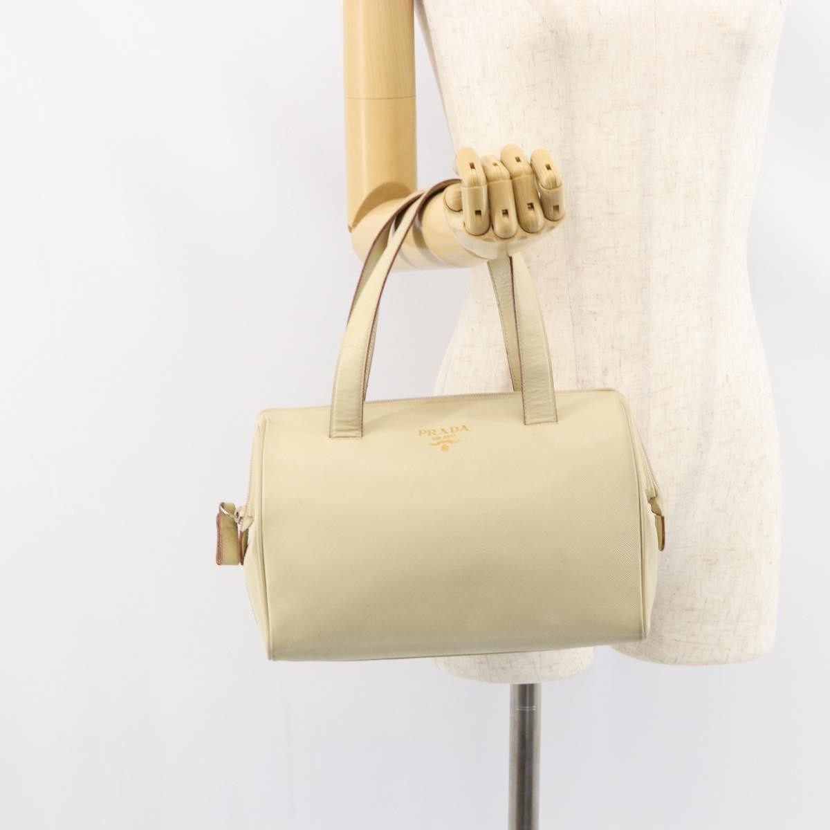 Prada Vintage Handbag Leather, BEIGE, LEATHER, Handbag
