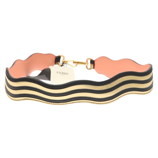 Fendi Zig Zag Shoulder Strap Leather, GOLD, LEATHER, Straps
