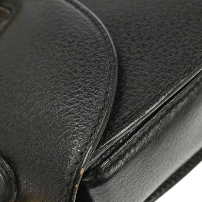 Gucci Vintage Convertible Bamboo Top Handle Bag Leather, BLACK, LEATHER, Handbag